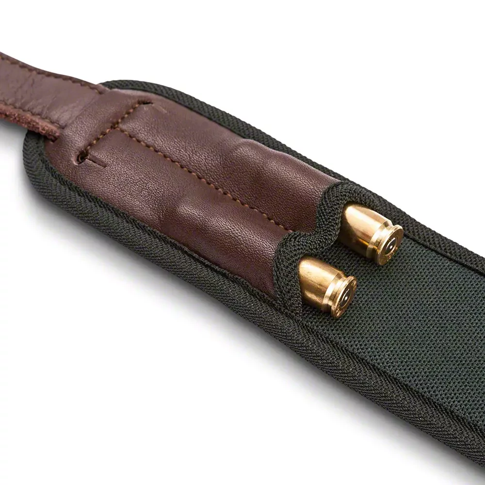 Blaser neoprén fegyverszíj barna bőr részlet zöld hevederrel